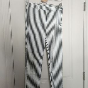 White/Navy Striped Pants